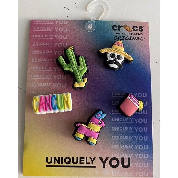 Set Of 5 Jibbitz Set For Crocs HOLA MEXICO Cancun Cactus Piñata Margarita Charro - Picture 8 of 10